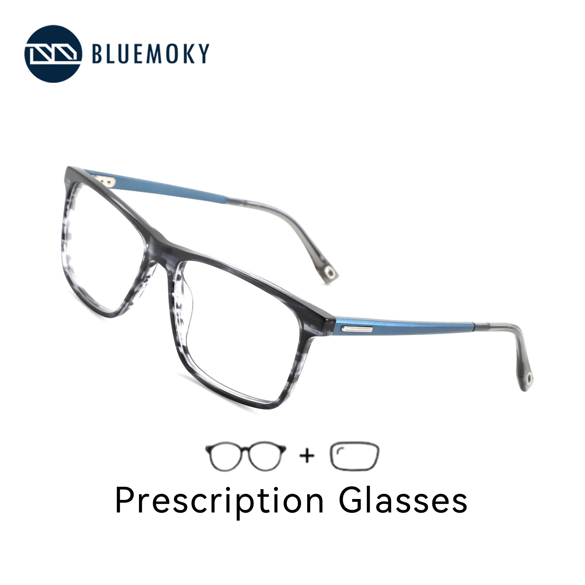 

BLUEMOKY Fashion Acetate Square Prescription Glasses For Man Progressive Optical Lenses With Recipe Myopia/Photochromic Eyewear