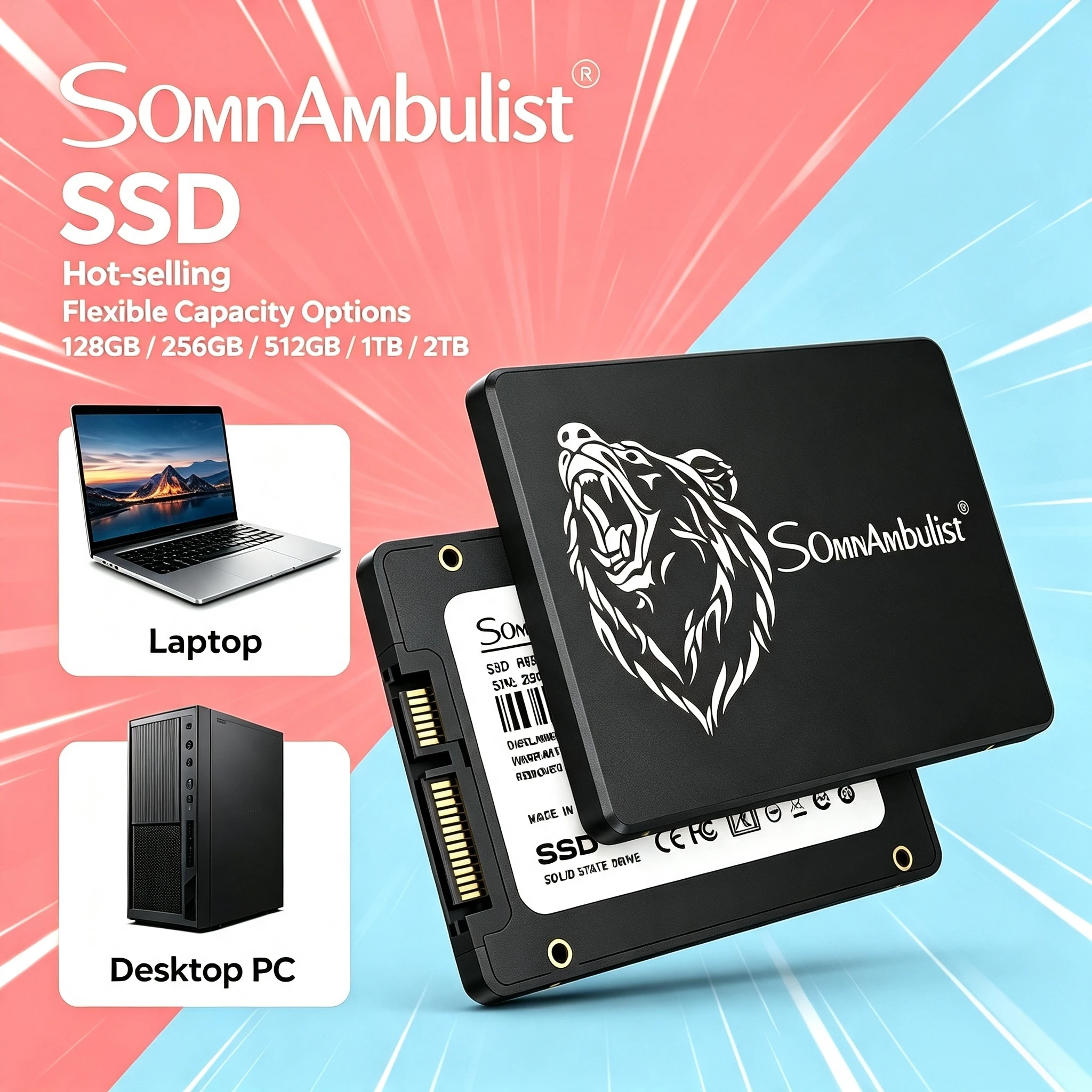 NEW SomnAmbulist Internal SSD SATA3 25 Inch 128GB 256GB 512GB 1TB 2TB Solid State Drive for Laptop  Desktop PC