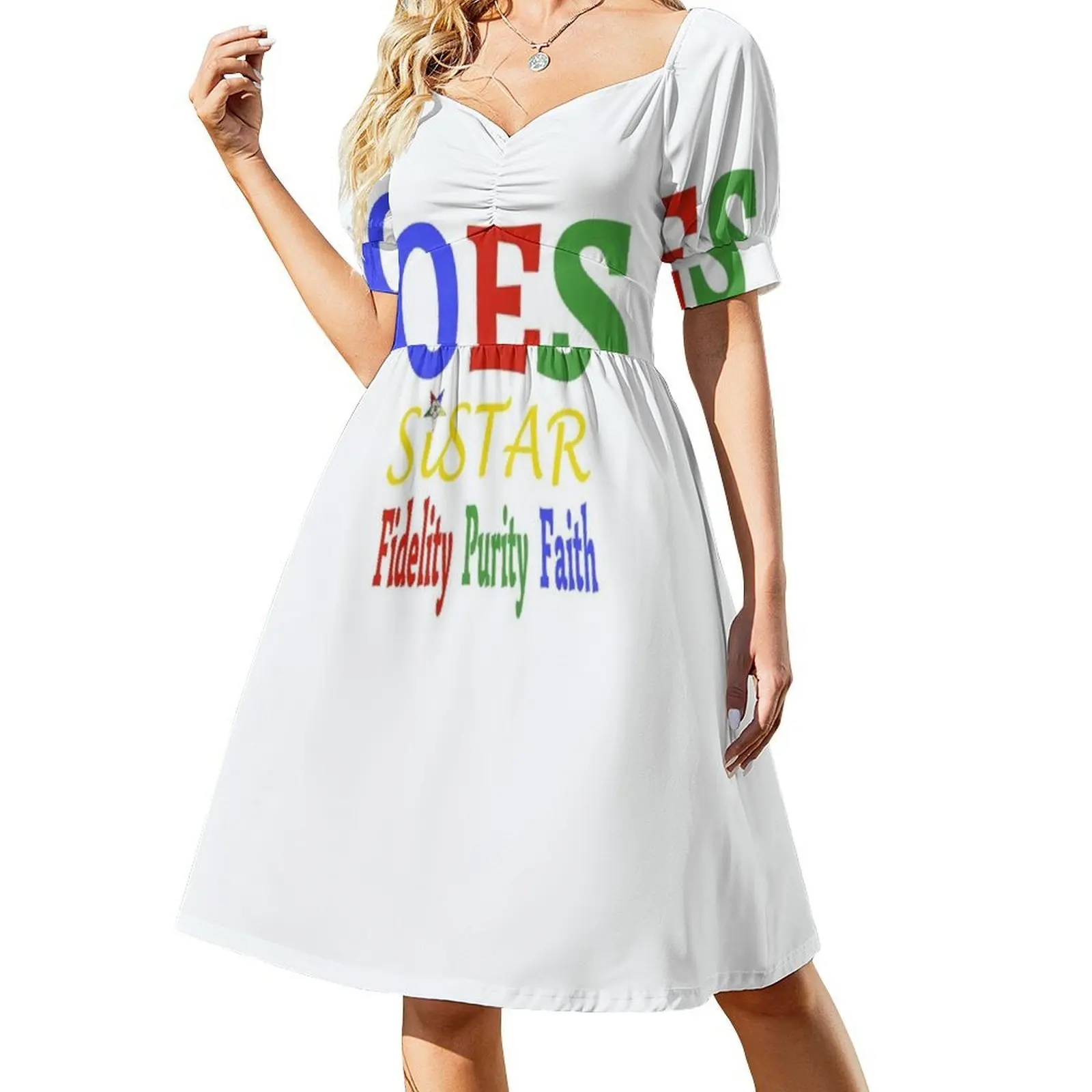 Oes Order Of The East Star Logo Sisterhood Fidelity فستان مثير للإجازات للنساء على الشاطئ وحفلات أعياد الميلاد فستان قصير ترتيب