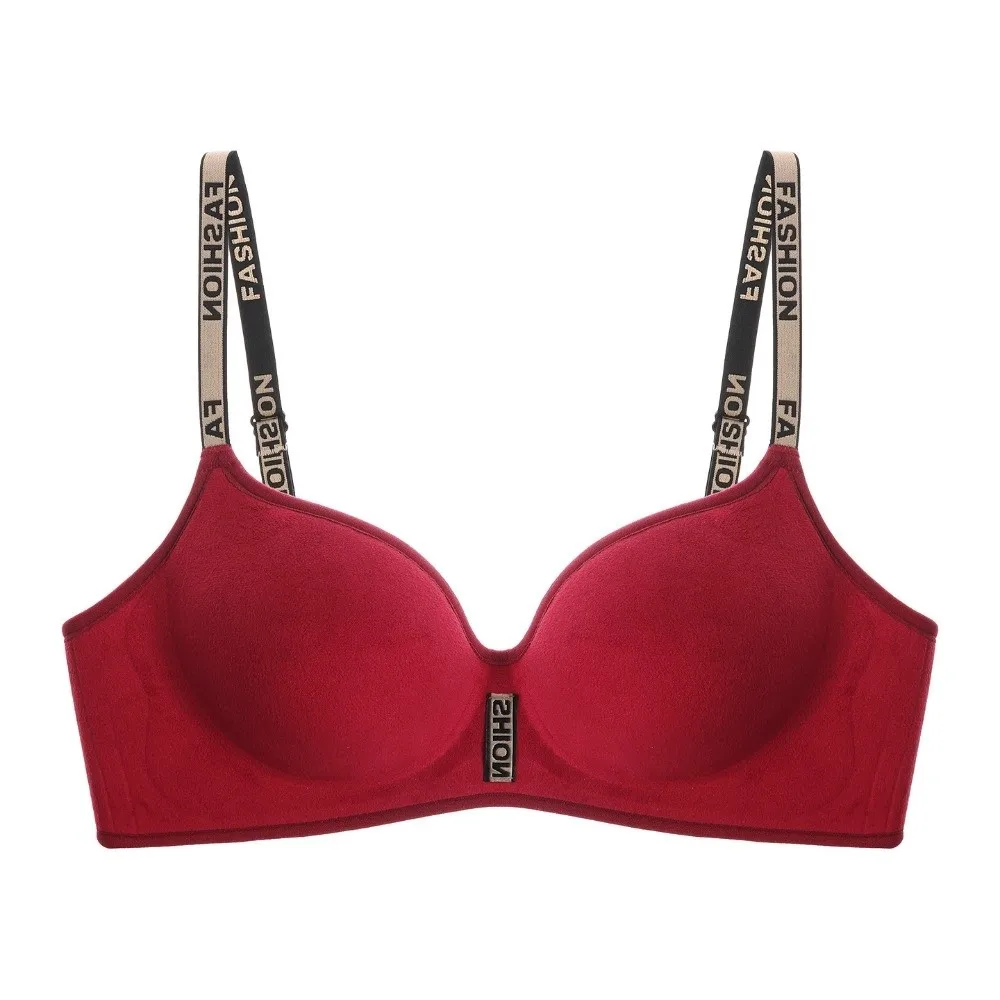 

Velvet Velvet Wireless V Bra Thick Chest Cushion Close-fitting Brassiere for Women Gathered Breasts English Letter Seamless Bras