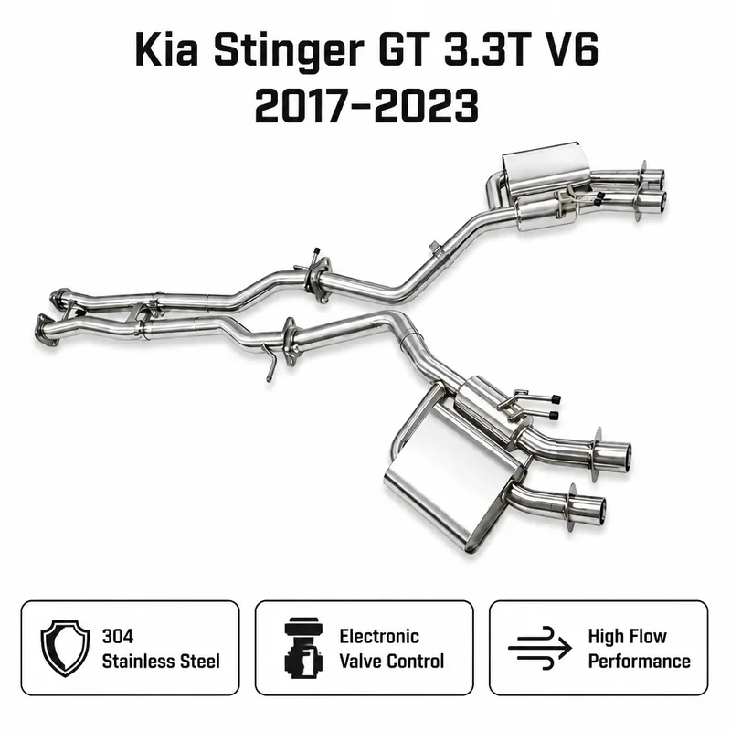 Racing Stainless Steel Catback Exhaust System for Kia Stinger 2017-2023 3.3T V6 Twin Turbo Performance Upgrade
