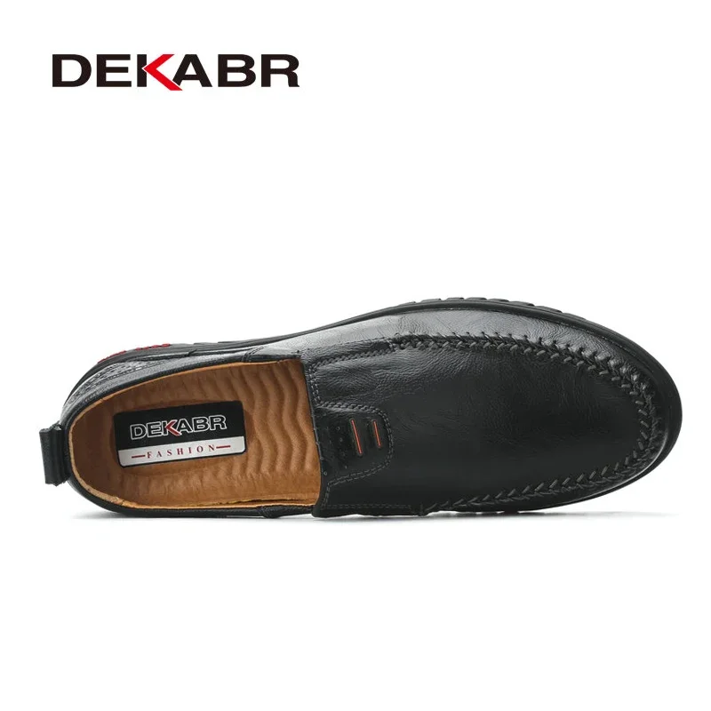 DEKABR Genuine Leather Men Casual Shoes Loafers Men Shoes Quality Comfort Soft Shoes Men Flats Hot Sale Moccasins Big Size 37~47