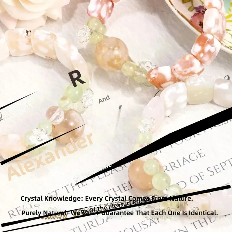 DIY original design natural Mo powder grape stone crystal trick peach blossom transfer bracelet ice cherry blossom agate hand