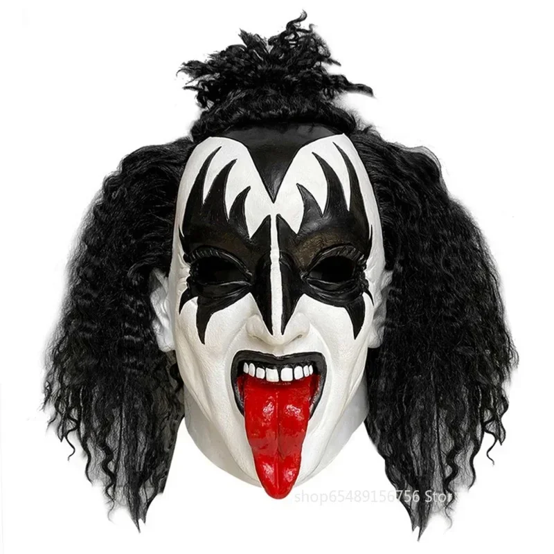 Halloween Kiss Band Gene Simmons Punk Mask Latex Cosplay Chaim Joke Rock Bar Party Christmas Carnival Party Masked's Costume Pro