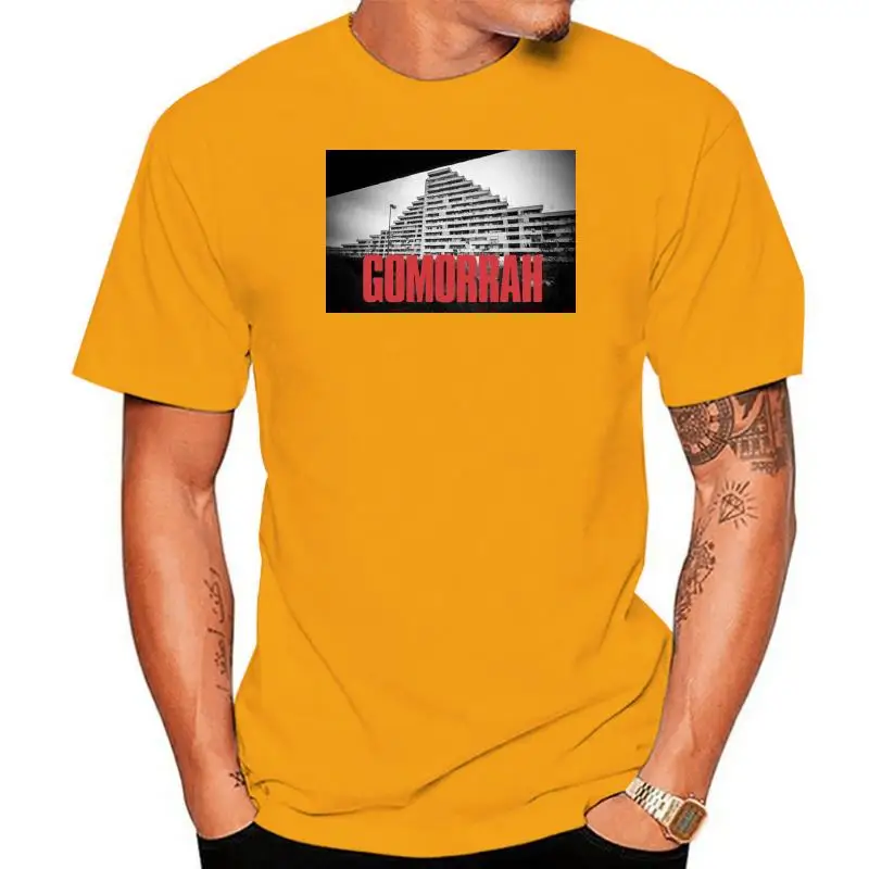 Gomorrah Building & Logo Box Art Mens White T-Shirt men t shirt