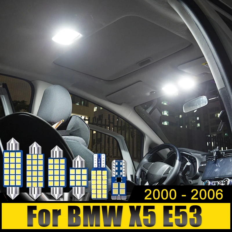 For BMW X5 E53 2000 2001 2002 2003 2004 2005 2006 11PCS LED Car Dome Reading Lights Vanity Mirror Glove Box Lamps Trunk Bulbs