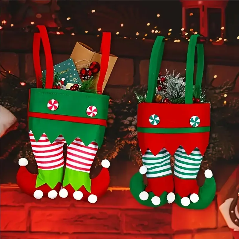 

Christmas Decoration Elf Candy Bags Velvet Handbag Santa Claus Pants Gift Boots Festival Decor Xmas Tree Hanging Pendant