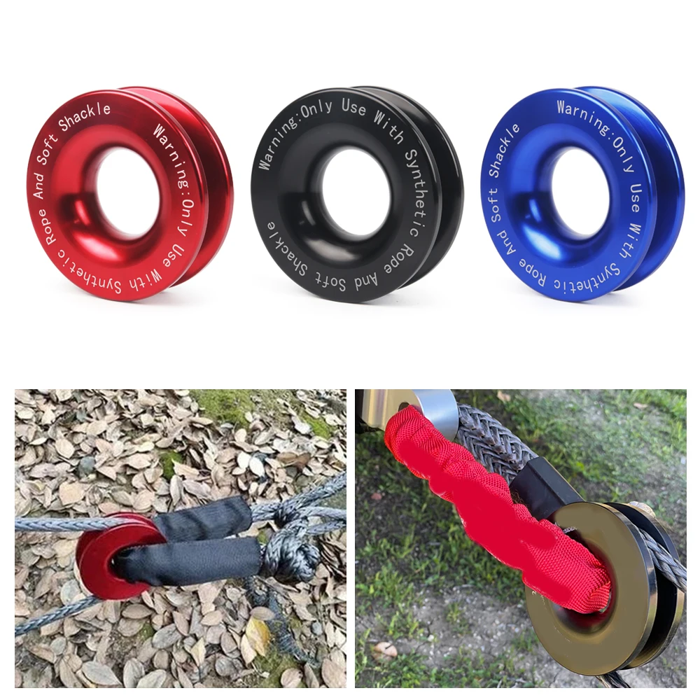 Car Recovery Ring 41000 LBS Winch Soft Shackle Recovery Ring Kits Truck Winch Rope Hauls Snatch Soft Shackle Car Accessory