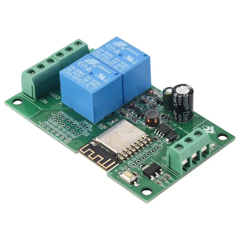 

A67P-Esp8266 Esp-12F Wifi Relay Module 2Channel 5V/8-80V Network Relay Switch For Arduino Ide Smart Home App Remot Control