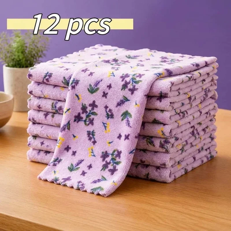 12Strip-packed, thick, high-weight cleaning cloths，Large-sized absorbent cleaning cloth，Soft and skin-friendly, with minimal she