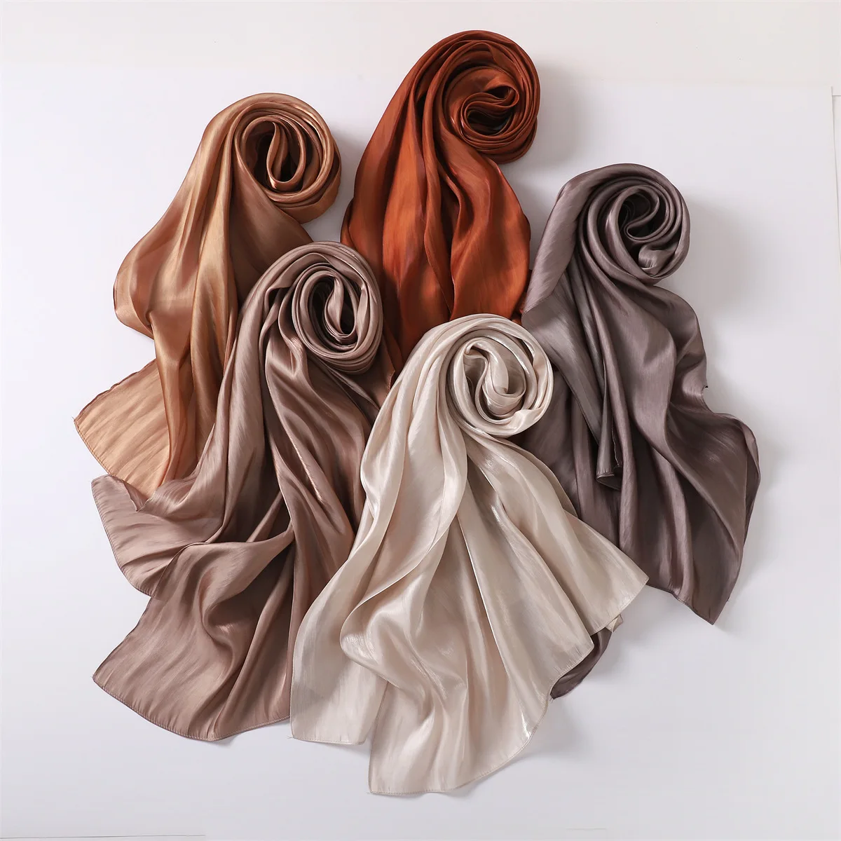 New Summer Shiny Satin Women Scarf Girls Solid Color Sunscreen Scarves Soft Foulard Shawl Casual Autumn Female Wrap Shawls