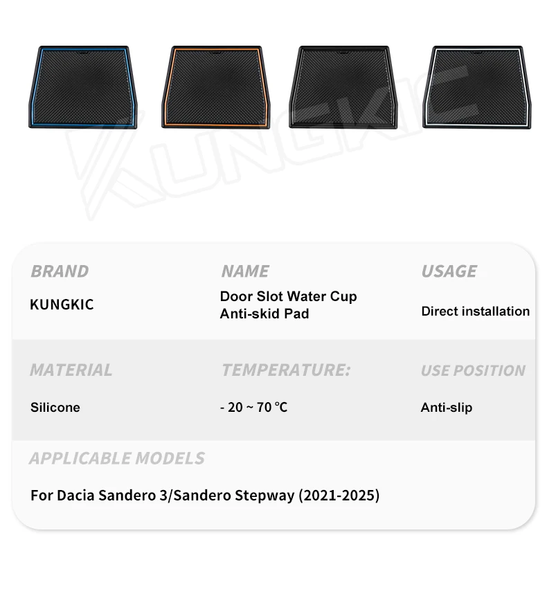 Für Dacia Sandero 3/Sandero Stepway III 2021 2022 2023 2024 2025 2026 Autotür-Nutmatte Rutschfeste Türschlitz-Auflage Zubehör – Detail 12