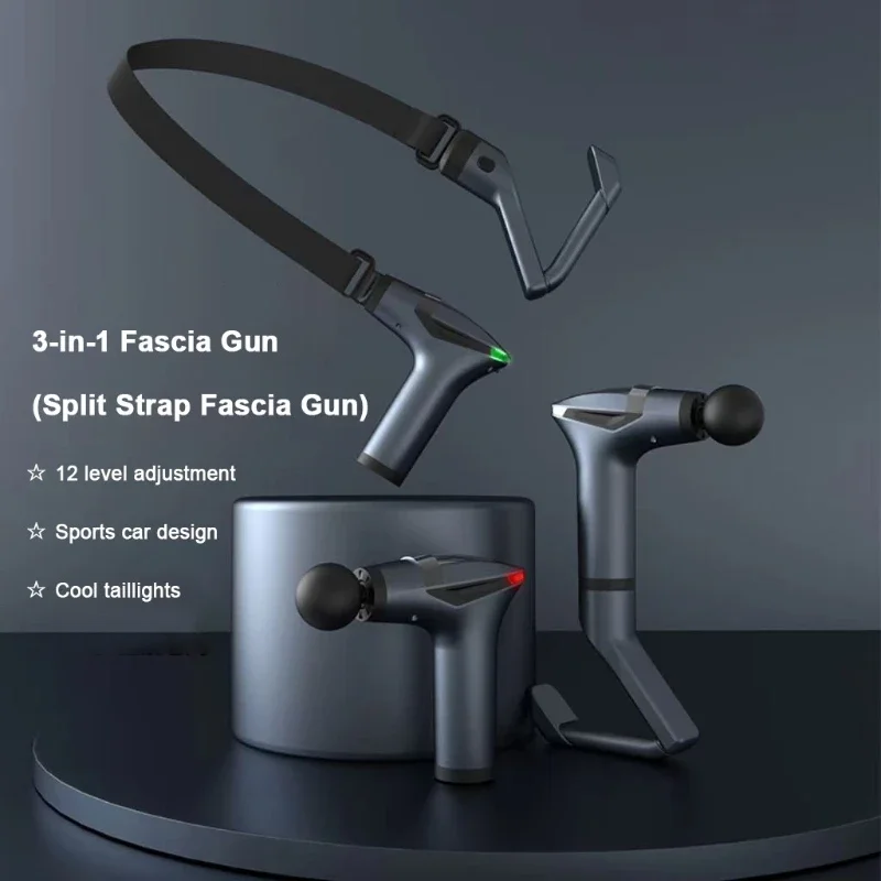 

Портативный перкуссионный массажный пистолет с удлиненной ручкой для глубоких мышц 3 в 1, вибрационный массажный пистолет для шеи и плеч, спины