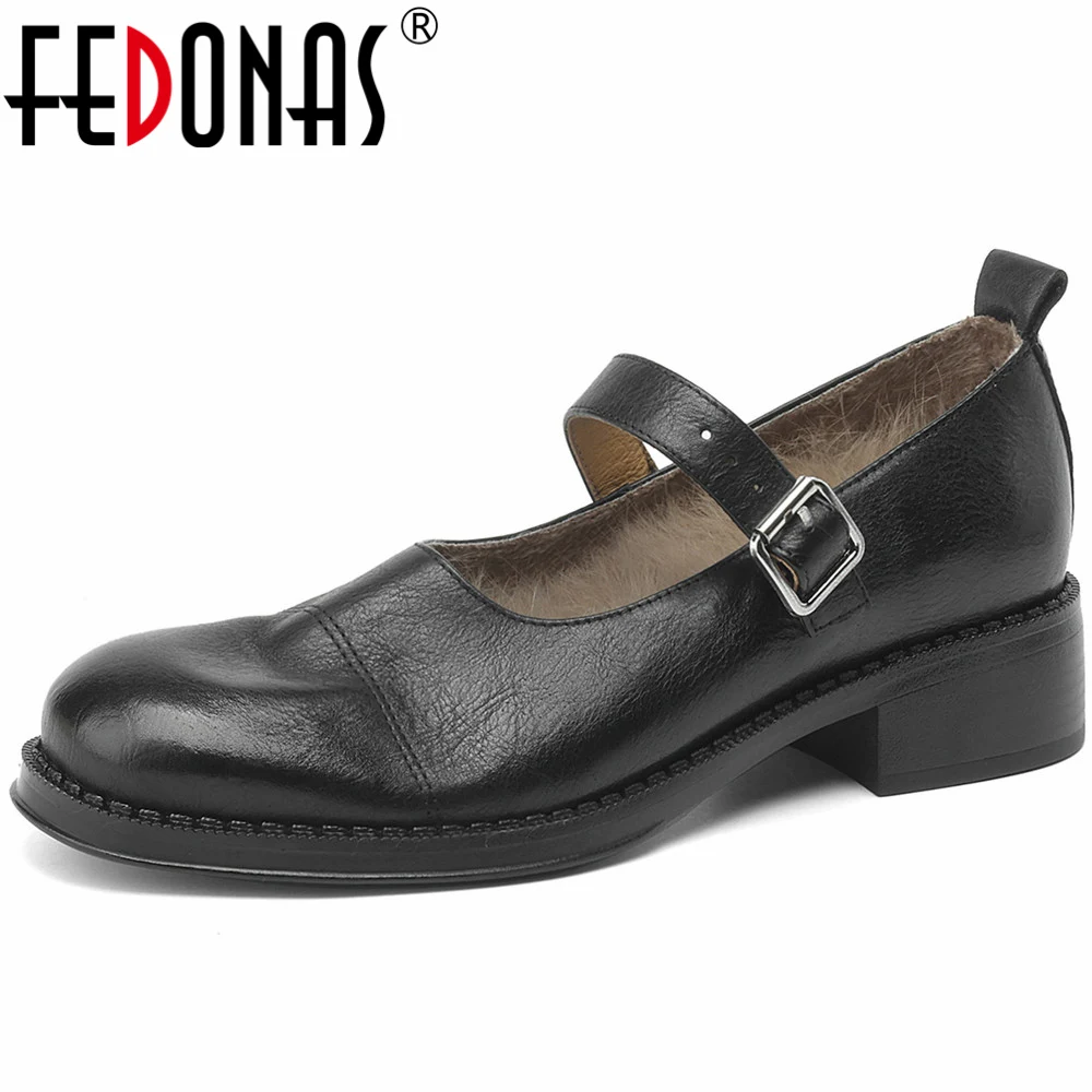 

FEDONAS Basic Women Pumps Genuine Leather Quality Buckle Strap Spring Autumn Four Season Concise Office Lady Working Shoes Woman