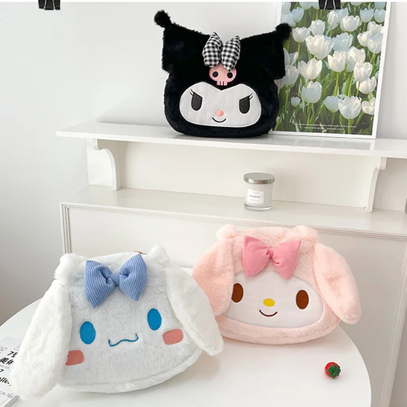 

Sanrio Plush Bag Pencil Case Kuromi Stationery Cute My Melody Backpack Shoulder Bag Large Tote Makeup Handbag Kawaii Gift Girls
