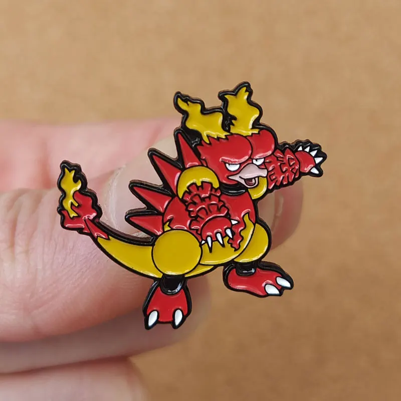 Pokemon Magmar Enamel Pin Brooch for Women Cartoon Lapel Pins Badges on Backpack Clothing Accessories Jewelry Fans Gift