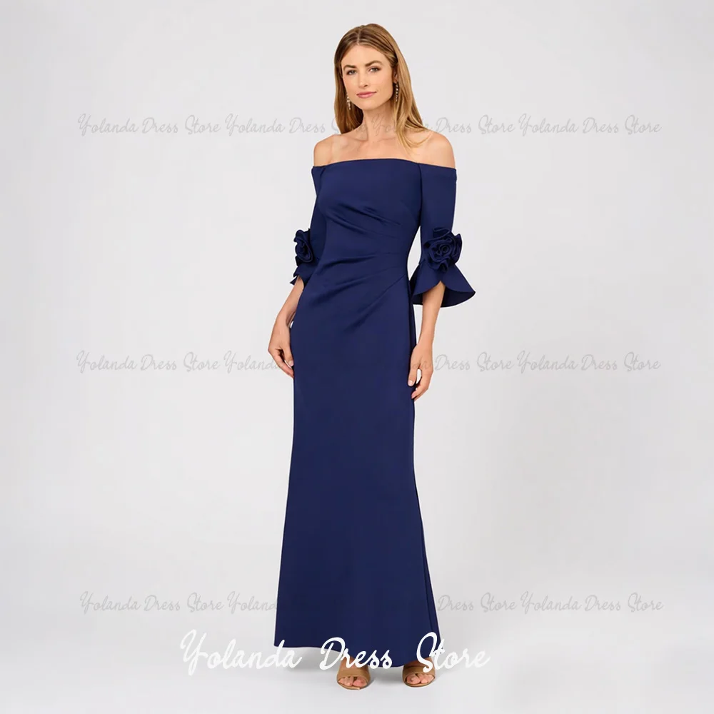 

Yolanda Customized Simple Bateall Mother of Bride Dresses 2026 Women’s Flower Flare Sleeve Gown Dress Formal Evening Gowns