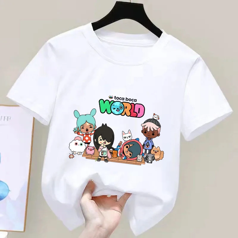 Toca Boca World CottonT-shirts Girls Boys Clothes Game Toca Life World Tshirt Kids Comfy Versatile Tops Summer Short Sleeve Tees
