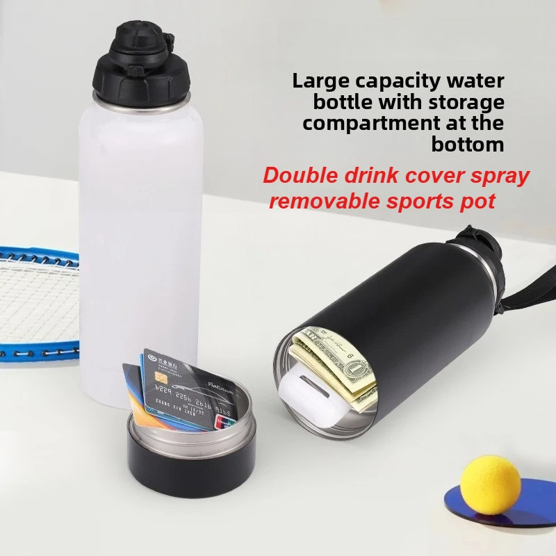 Double-lid Powder-coated Portable Stainless Steel Insulated Cup for Storage, Sports Space Pot, Money-hiding Wonder, Safe Storage