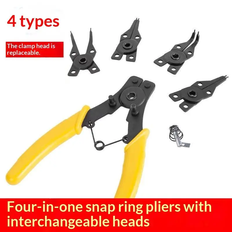 ★▲Multifunctional 4 In 1 Snap Ring Plier Combination Spring Four Rings Plier Head Clamp Spring Shaft Dismounting Repairing Tool