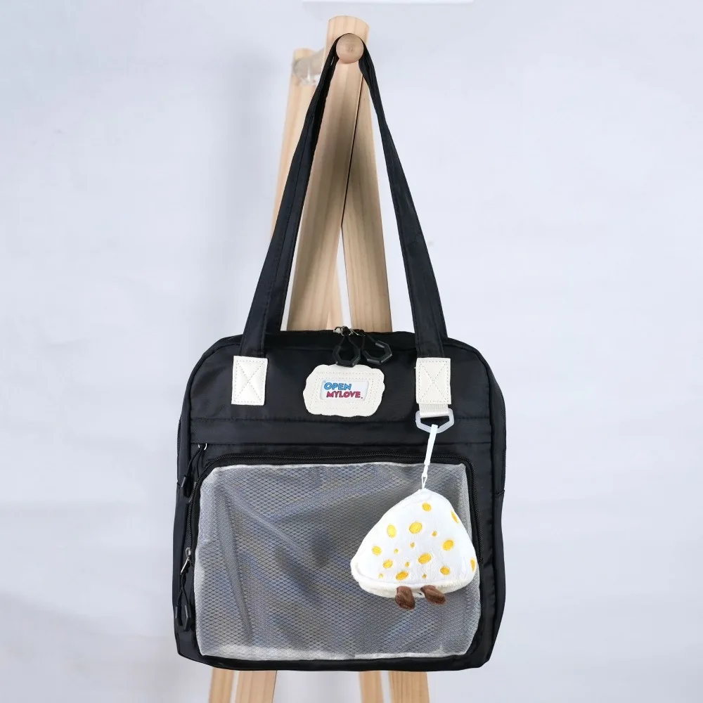 

Casual PVC Cute Ita Bag Waterproof Nylon Single Shoulder Bag Large Capacity Japanese Style Square Tote Bag Woman Girls