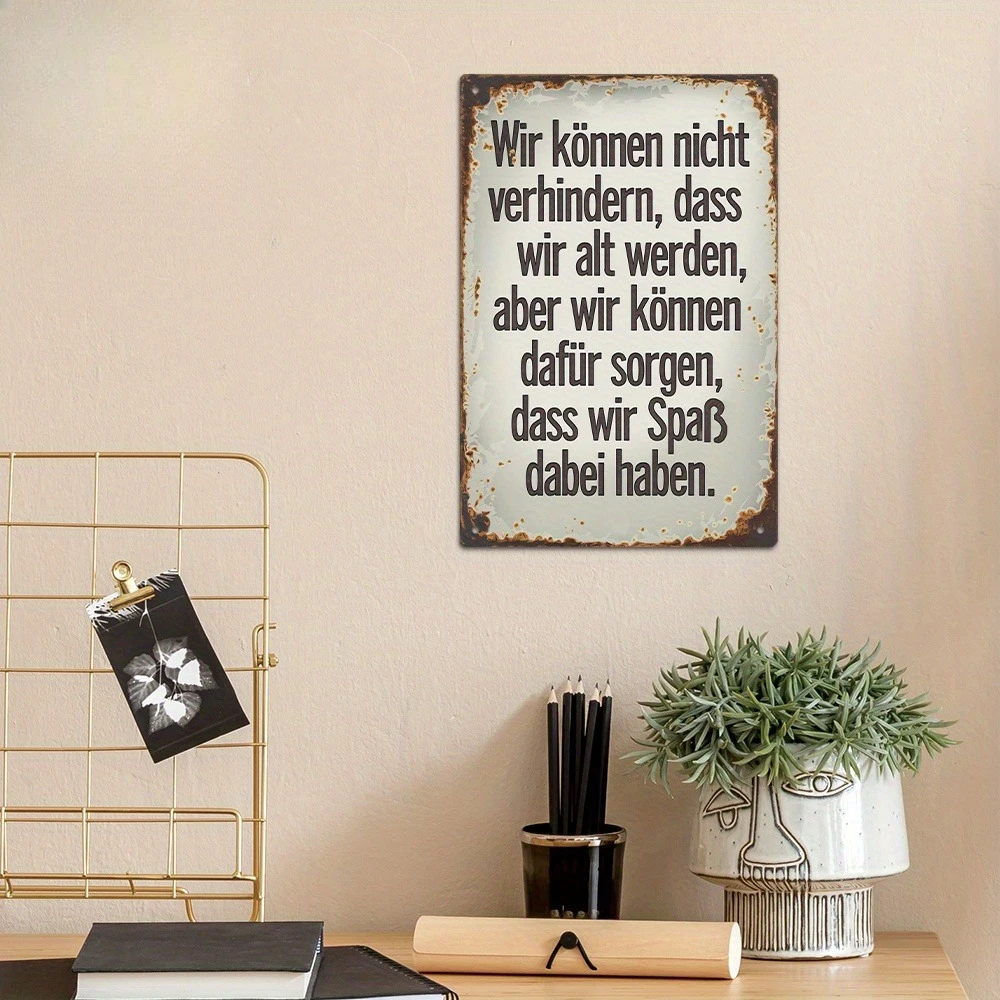2D Metal Sign Retro Funny German Quote Wall Art Decor for Home Farmhouse Living Room Patio Porch Gift 65-88 Characters