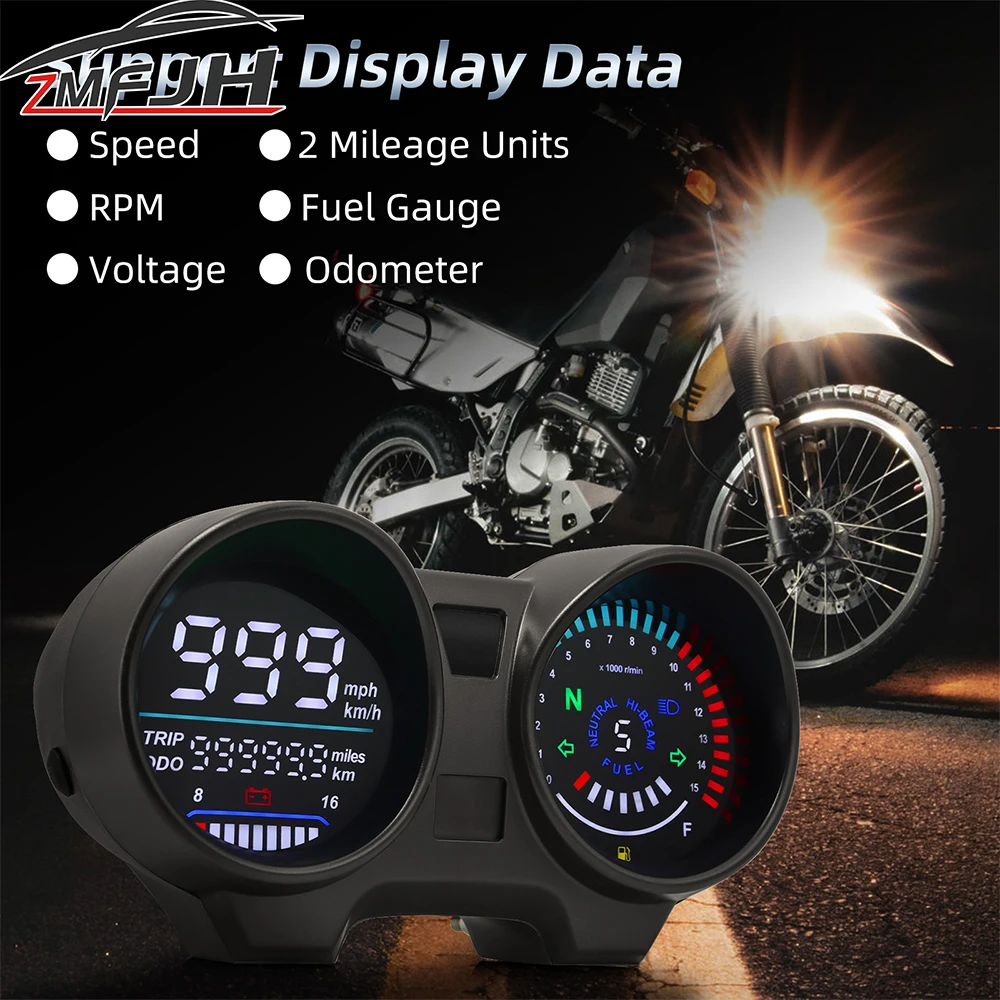 Universal Motorcycle Digital Speedometer Dashboard LED RPM Speed Gauge Brazil For TITAN150 For Honda CG150 Fan150 2010 2012