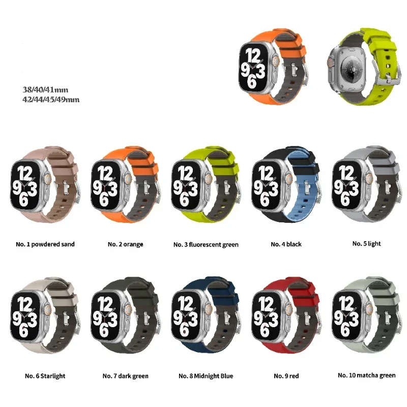 Силиконовый ремешок для Apple Watch Ultra 2 1 49 мм Сменный браслет для серии 10 9 8 7 6 5 4 3 SE 46 мм 45 мм 41 мм 44 мм 40 мм 42 мм