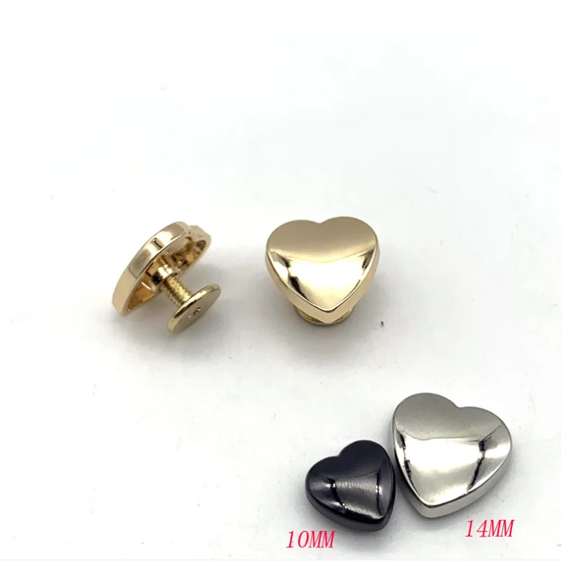 50sets Heart-Shaped Rivets,Zinc Alloy Screw Knob,Leather Craft Studs,Garment,Belt,Wallet,Bag Accessories,Size 8/10/14mm ZD-028
