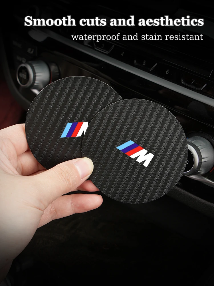 Tapete de porta-copos de carro de carbono, almofada interna para copo de água, para bmw m sport m2