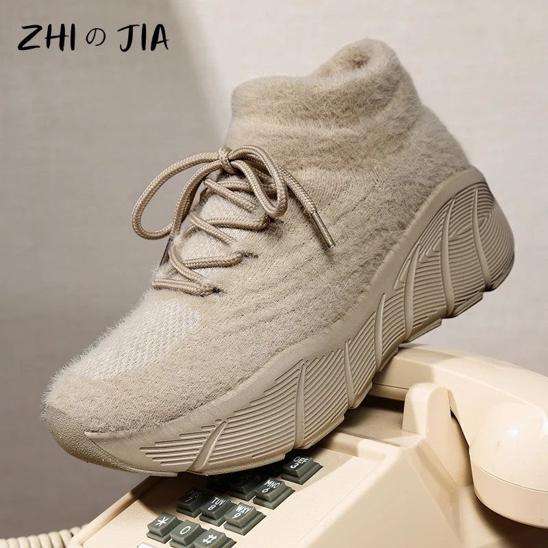 

Плюшевые носки для пар на толстой подошве, зимняя женская теплая спортивная обувь, легкая повседневная обувь 35-44