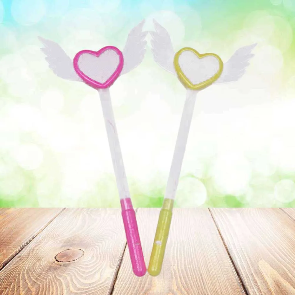 

2Pcs Glow Wand Angel Stick Heart Shape Wings Lighting for Kids Fairy Birthday Concert Performance Flash Light Up
