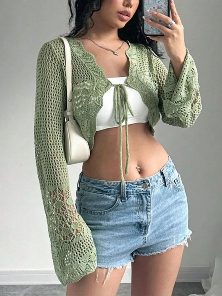 

Sexy Long Sleeve See Through Top Knit Sheer Tunic Beach Cover Up Cover-ups Beach Dress Beach Wear Beachwear Female Women