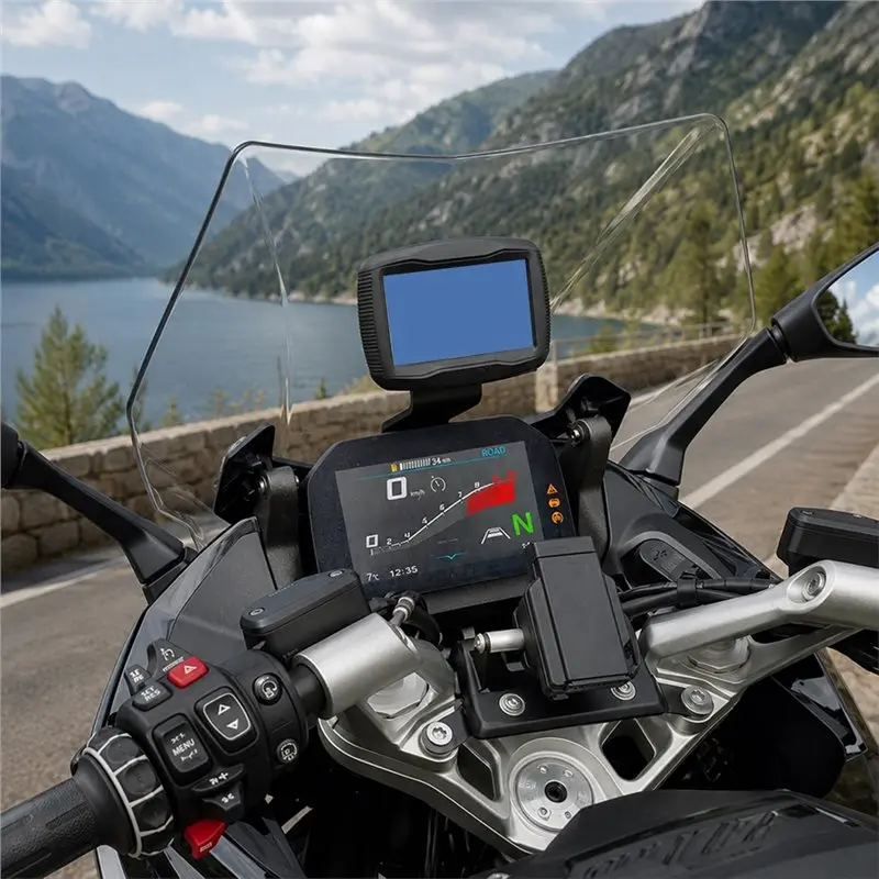 A80X-GPS Phone Holder Windshield For Motorcycle Mount Bracket For BMW R1300RS R 1300RS R1300 RS 2025 2026 Navigation