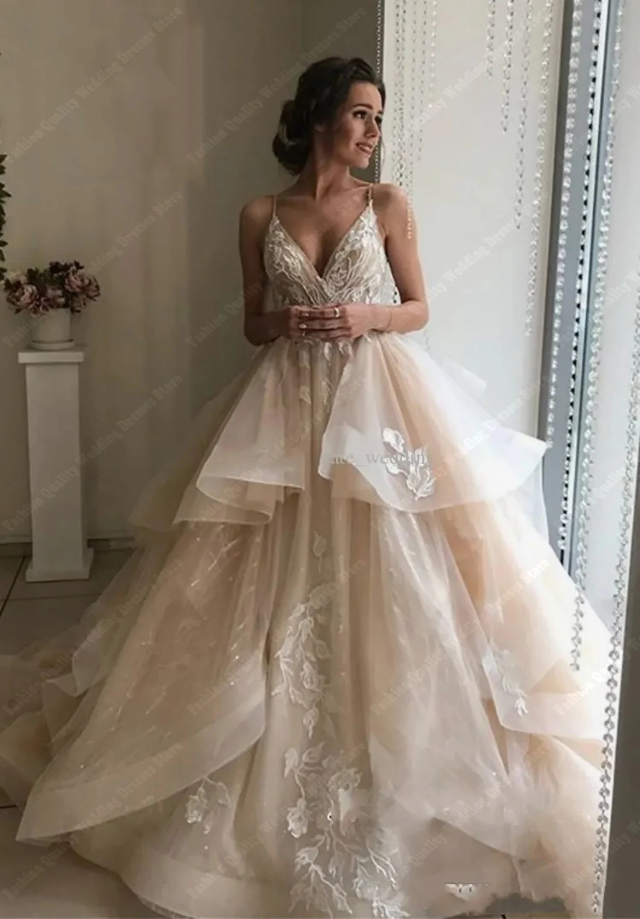 Vestido de noiva sem mangas de tule para mulheres, vestidos de noiva sem costas, sexy e delicado, luxo e senhora