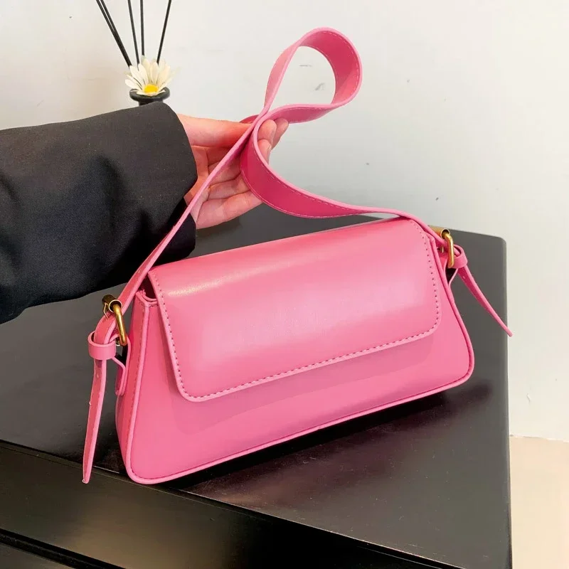 Pu Bags Solid Package Cover Type Ladies Bags on Sale 2024 High Quality Versatile Exquisite Commuting Shoulder Bags