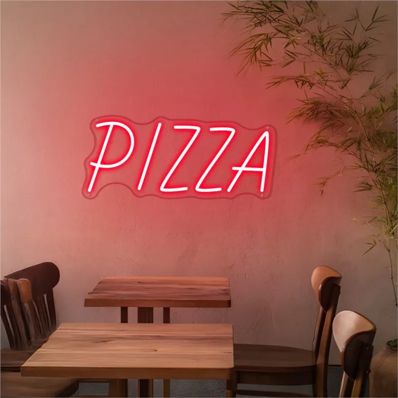 Pizza Neon Sign As Restaurant Wall Decorations USB-powered Pizza-shaped Neon Lights Bar Decorations Window Displays, Party Decor - view 4