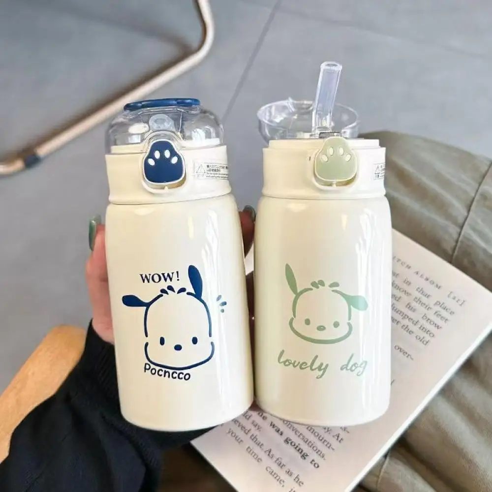 450Ml Sanrio Kuromi Pochacco Thermal Cup Hello Kitty Cute Cartoon Cup Portable 316 Stainless Steel Water Cup Student Kawaii Gift