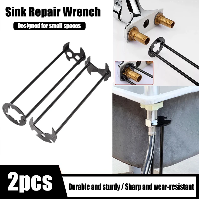 

2pcs Multifunction Carbon Steel Sink Repair Wrench Sink Faucet Installer For Bathroom Kitchen