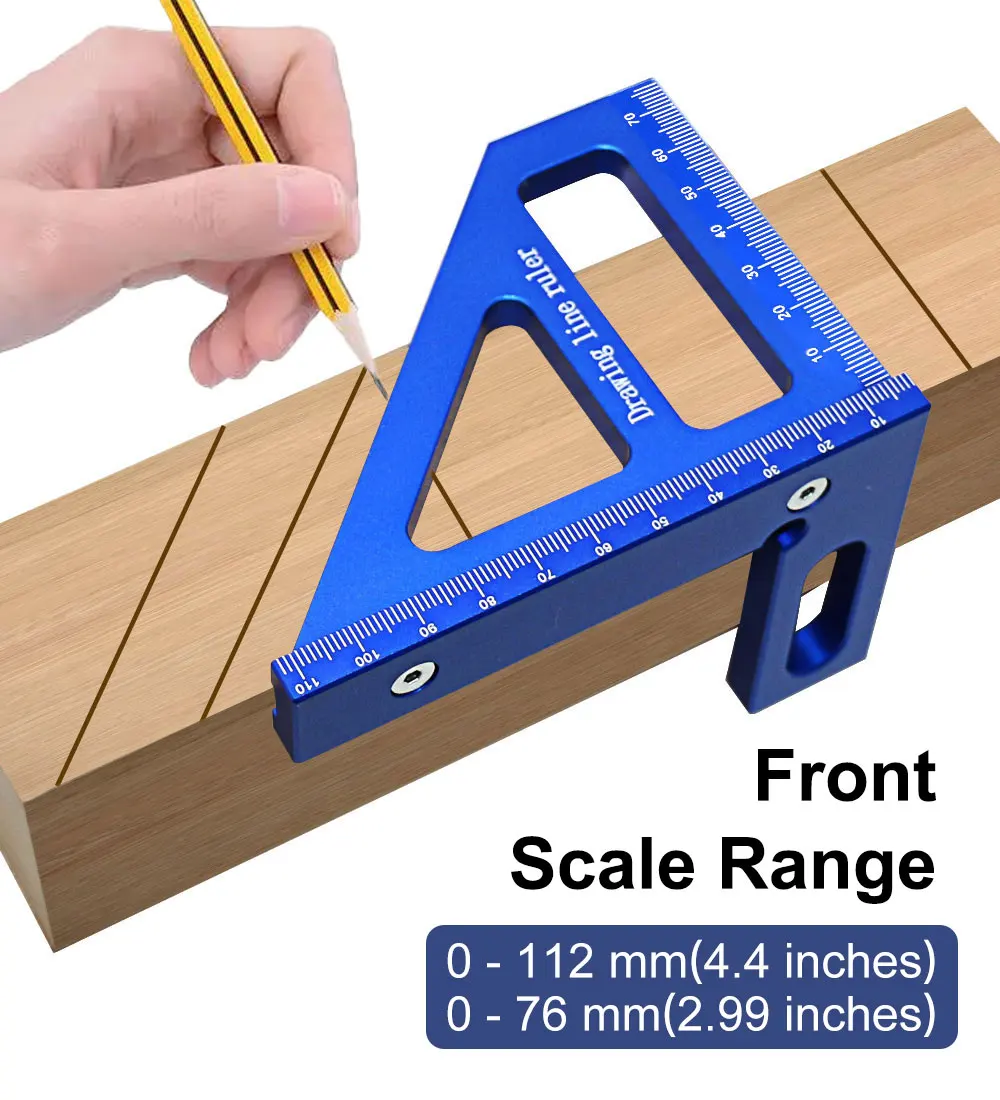 Carpenter Square -Woodworking Square Protractor Aluminum Miter Triangle Ruler 3D Multi Angle 45/90 Degree Layout Measuring Ruler