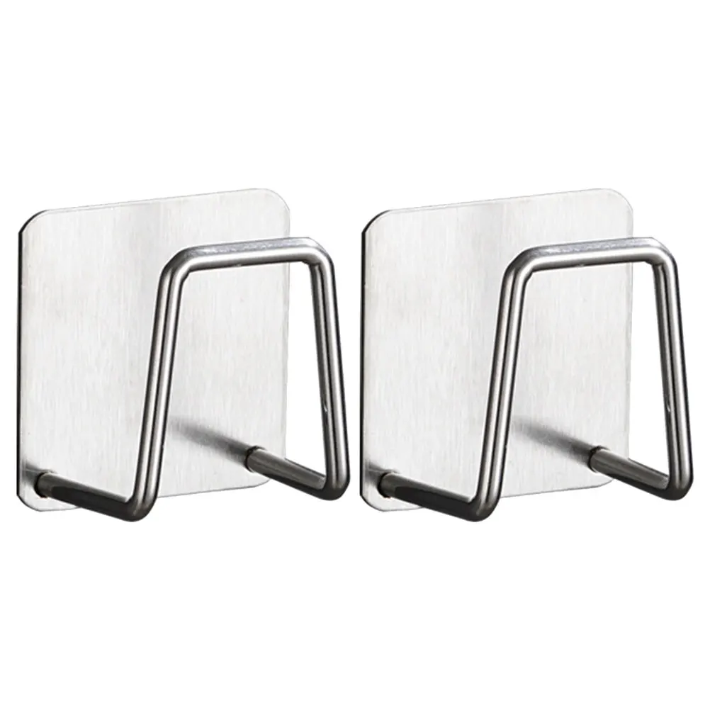 

2 Pcs Stainless Steel Sponge Holder Silver Brushed Draining Rack Adhesive Back Sponge Racks Kitchen Sink Storage Racks