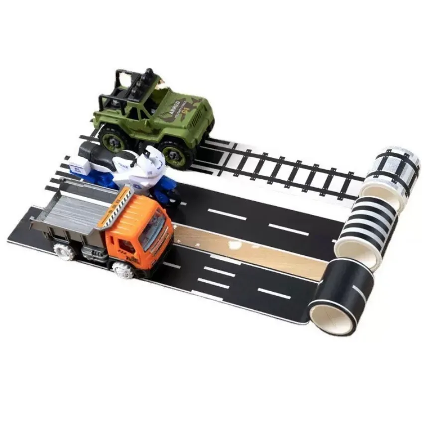 مسار السكك الحديدية على الطرق DIY لنقل الأطفال، وشريط الطريق وحزمة الشريط الورقي