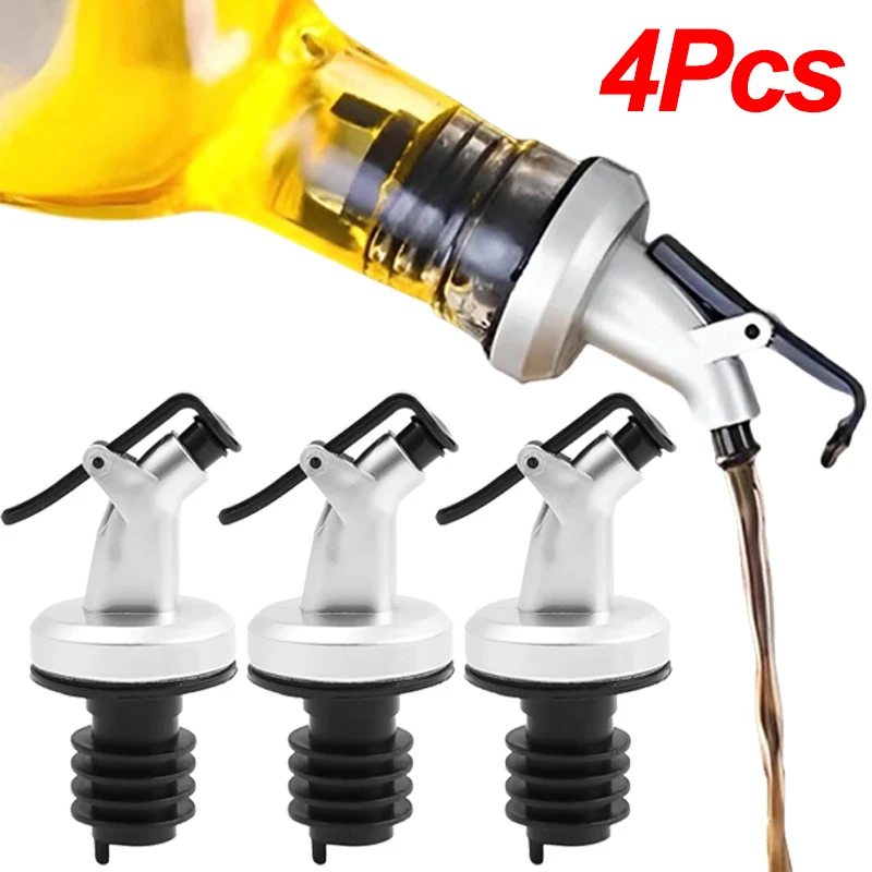 Kitchen Oil Bottle Stopper Liquor Dispenser Wine Pourer Lock Plug Sealing Leak-proof Nozzle Oil Pour Spout Cap Kitchen Tools