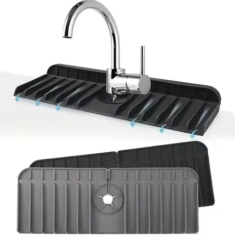 Tapete de silicone para torneira, saboneteira, esponja, pia, bancada de cozinha, tapete de secagem, pia do banheiro, cozinha, proteção contra respingos, almofada de drenagem
