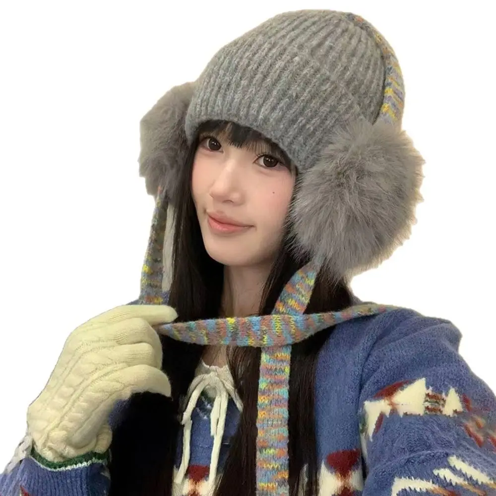 Daily Knit Ear Flap Beanie Fleece Lined Cuffed Cuffed Winter Hat Cozy Warm Fleece Lined Hat Outdoor Casual
