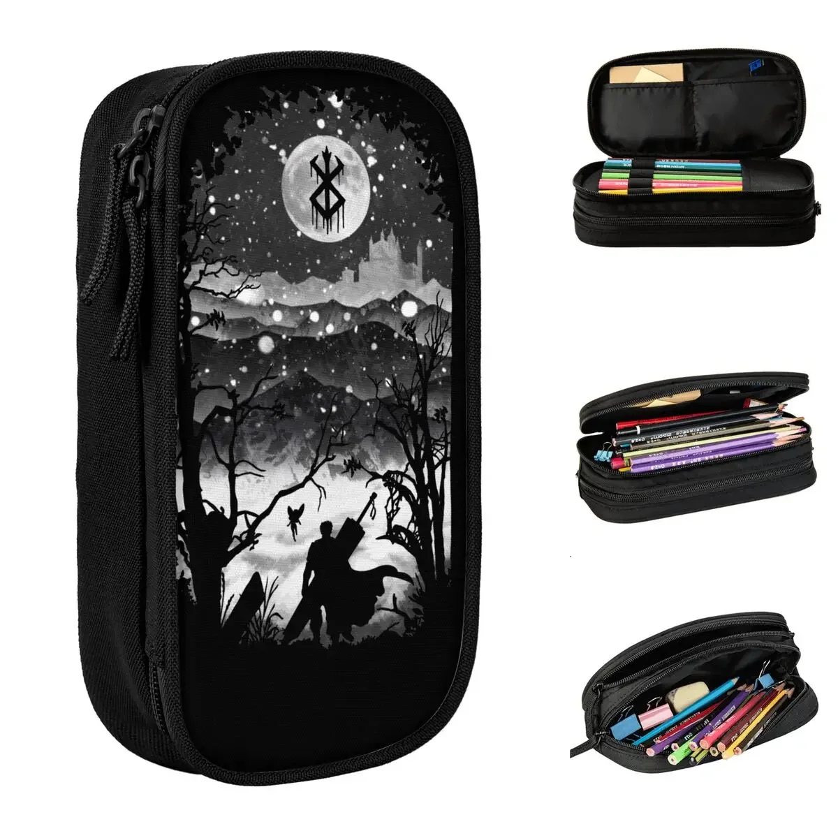 

Moon And Berserk Pencil Case Cute Pen Box Bag Student Large Storage Students School Gift Pencilcases