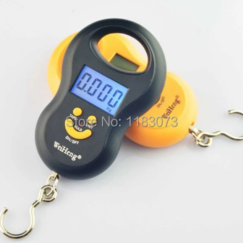 

WeiHeng 50kg 10g Digital Hanging Scale LCD Backlight Pocket Luggage Scales Kg Lb OZ Travel Suitcase Hook Weight Balance With Box