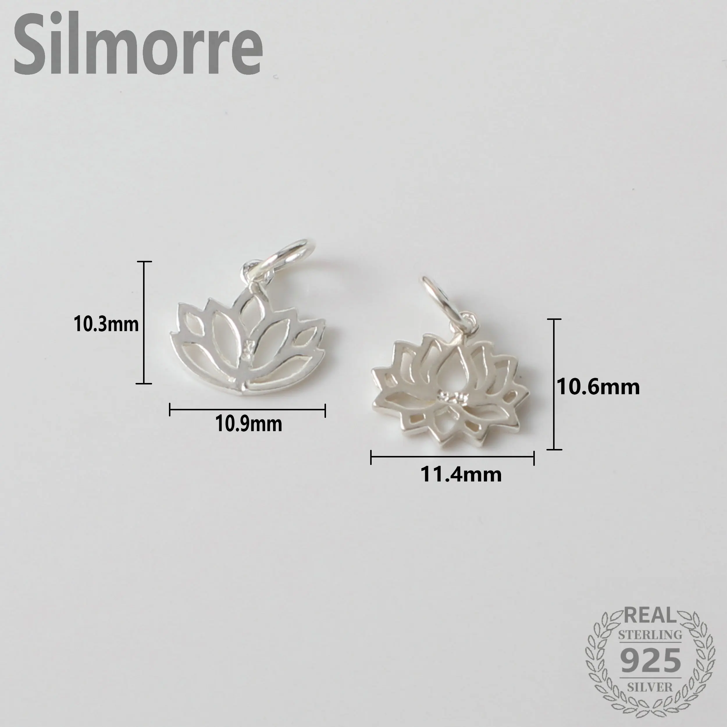 100% Solid 925 Sterling Silver Accessories Lotus Flowers Charms Pendant  Fit DIY Bracelet Pendant Necklace Fine Jewelry