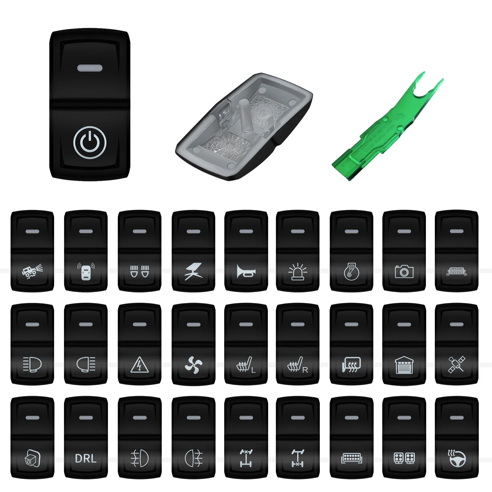 Black Car Boat Rocker Cap (No Switch) for Camper Truck Jeep Bus Marine Carling NARVA ARB Style Rocker Switch Replacement