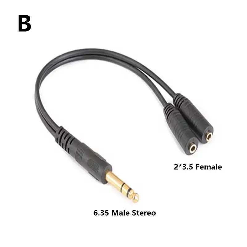 Stereo/Mono 3.5 6.35 Male To 2x6.35 Female Adapter Cable 1/4 6.35mm Plug To Dual 6.5mm Jack RCA Y Splitter Stereo Audio Cord